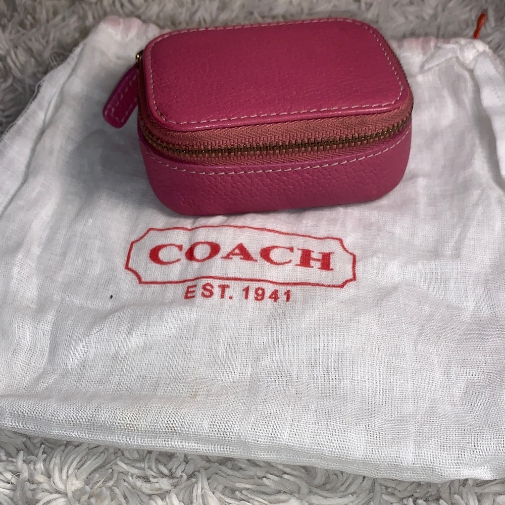 Coach Y2K Pink Pebbled Leather Pill Box